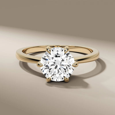 round diamond engagement ring in classic prong setting style
