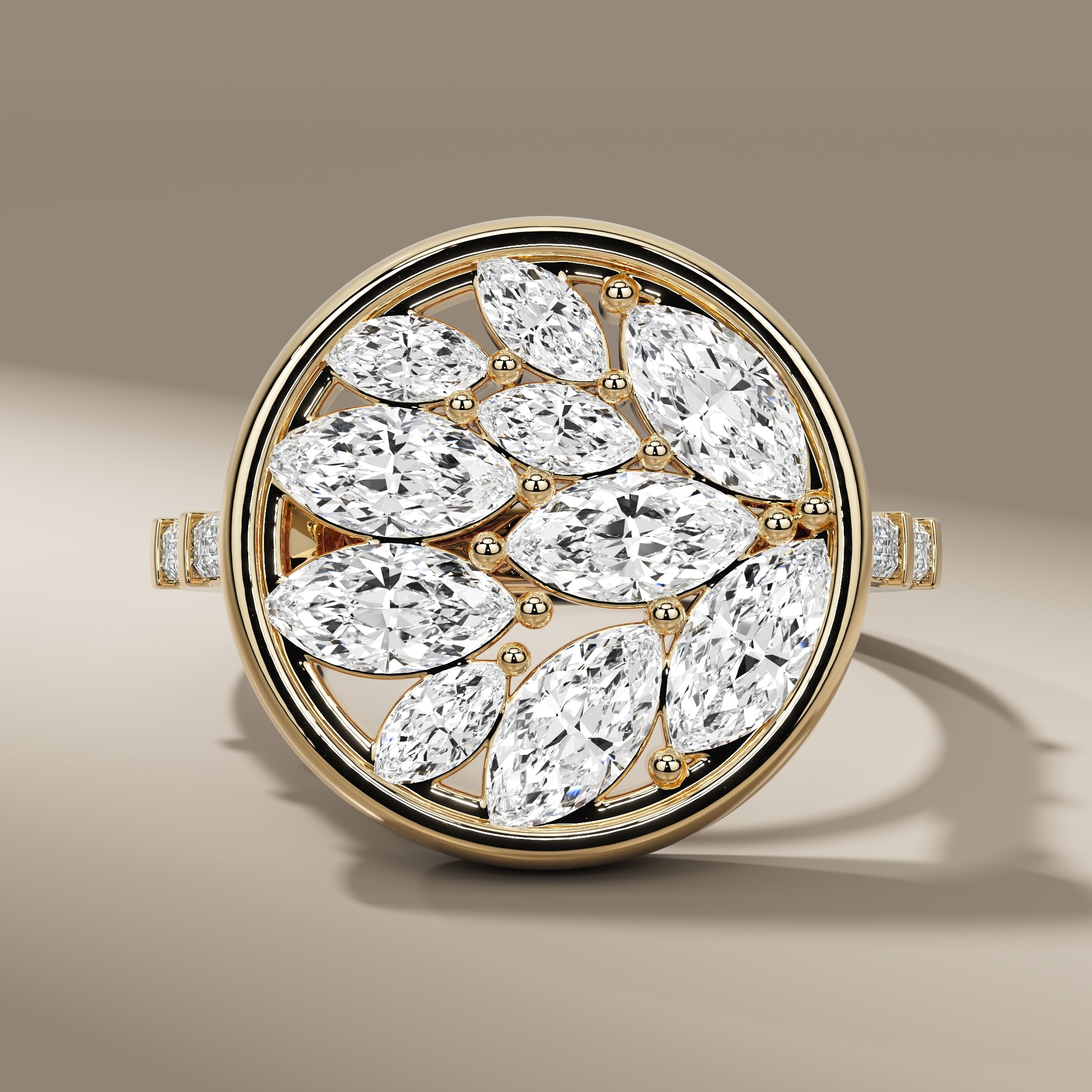 Marquise Cut Cluster Cocktail Diamond Ring