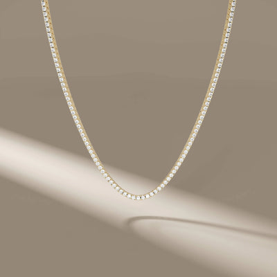 lab diamond tennis necklace with round brilliant diamonds
