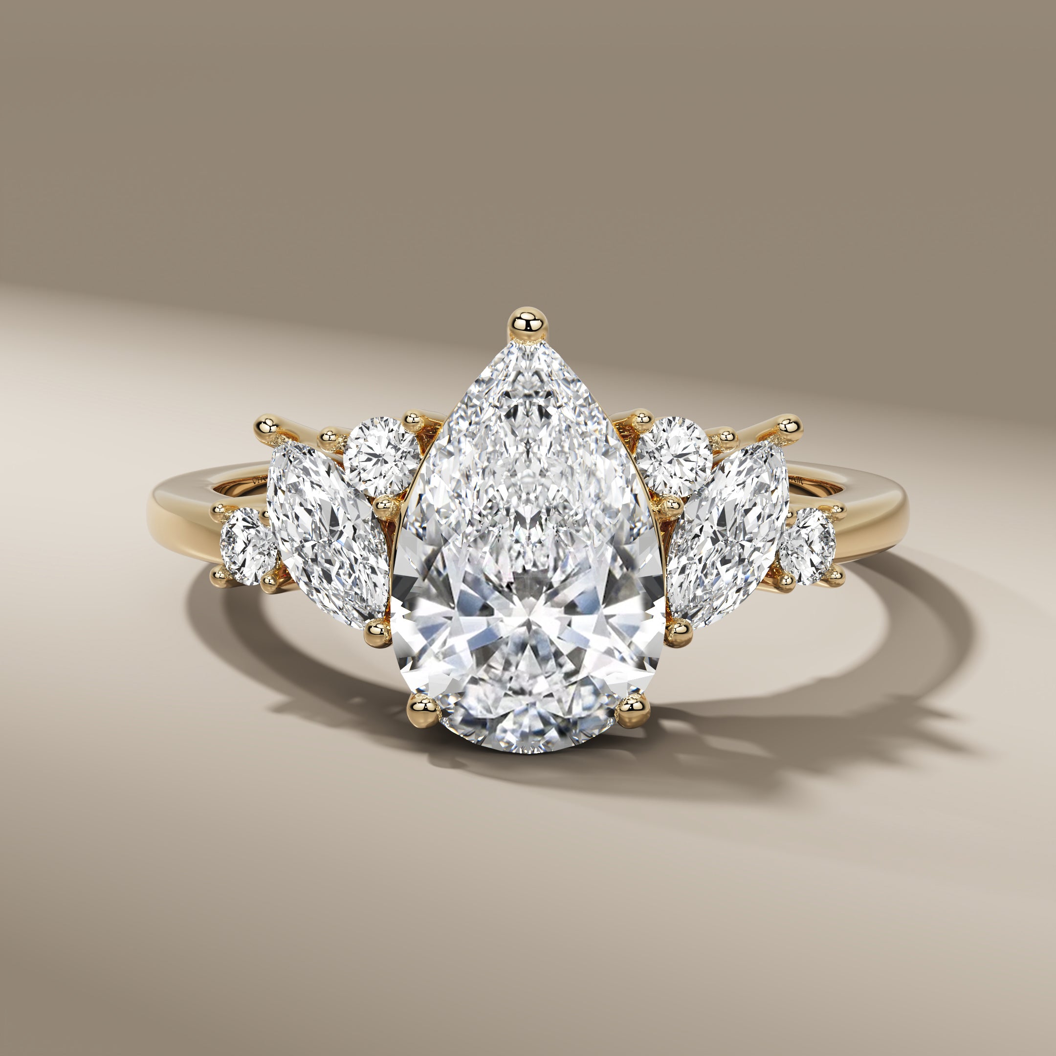 1.20 Carat Pear Cut Lab Grown Diamond Nature Inspired Engagement Ring