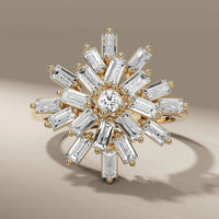 Round Cut Cluter Setting Starburst Engagement Ring