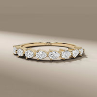 Minimalist Half Eternity Pear Cut Wedding Band