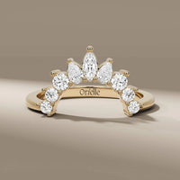 Marquise  Pear And Round Diamond Curved Wedding Band