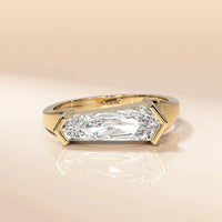 Tapered Baguette East West Setting Ring With Half Bezel