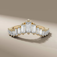 Half Eternity Baguette Wedding Band With Curved Style