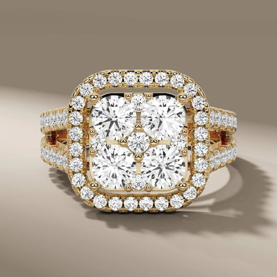 round cut diamond ring with elegant split shank design
