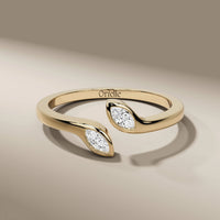 Open Gap Yellow Gold Marquise Cut Wedding Band
