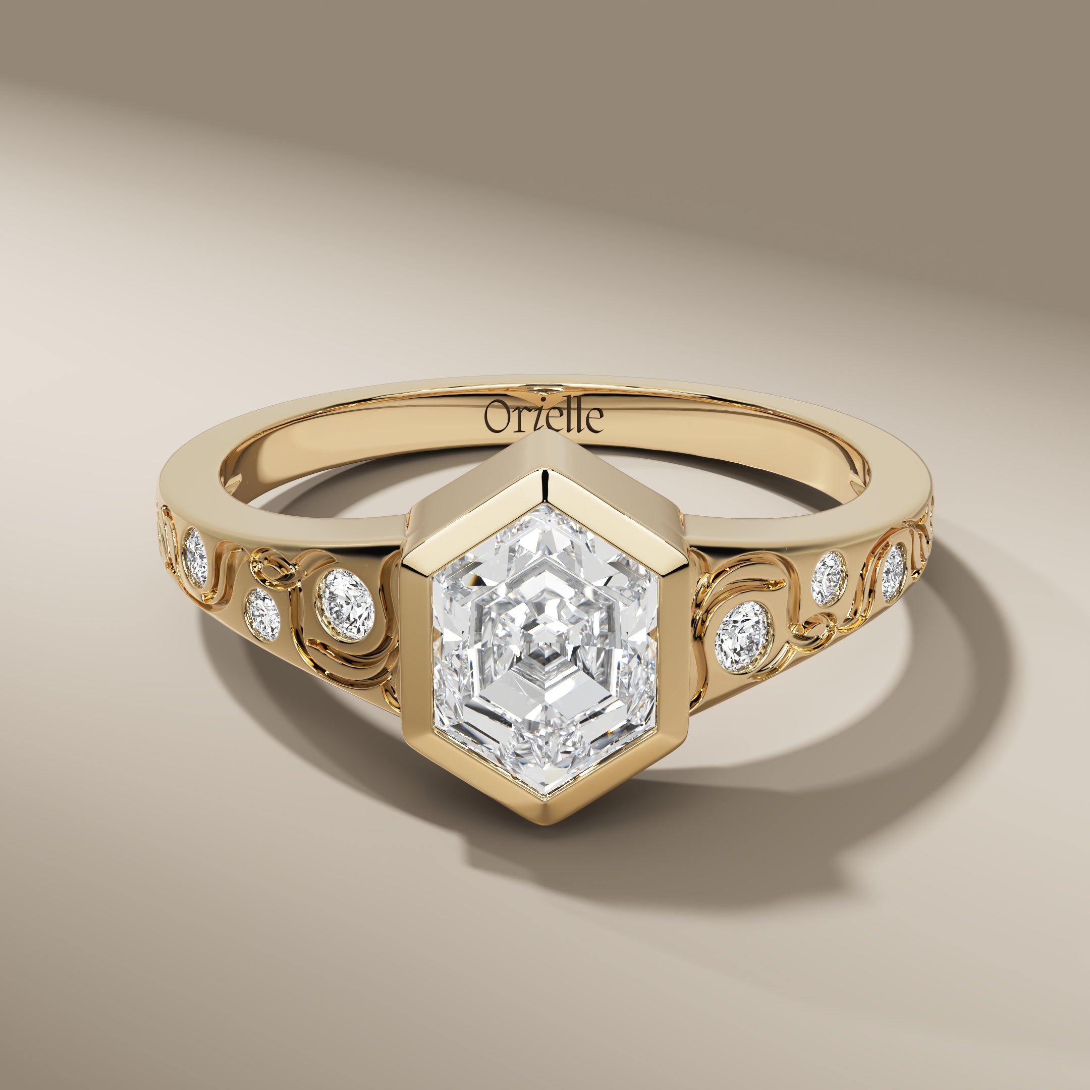 1.12 Carat Lab Grown Hexagon Geometric Diamond Ethical Fine Jewelry Ring For Her