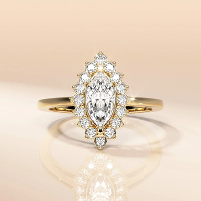 Handmade marquise cut moissanite ring design
