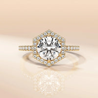 Pave Setting Engagement Ring With Round Moissanite