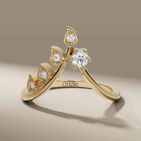 Round Cut Diamond Bypass Set Nature Inspired Wedding Band
