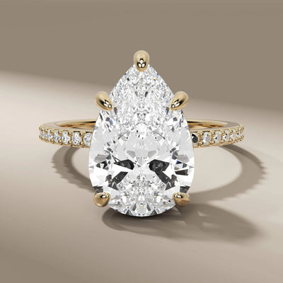 pear cut engagement ring with unique lab grown diamond design
