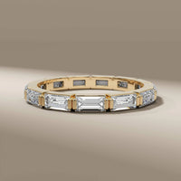 White Gold With Bar Set Baguette Eternity Band