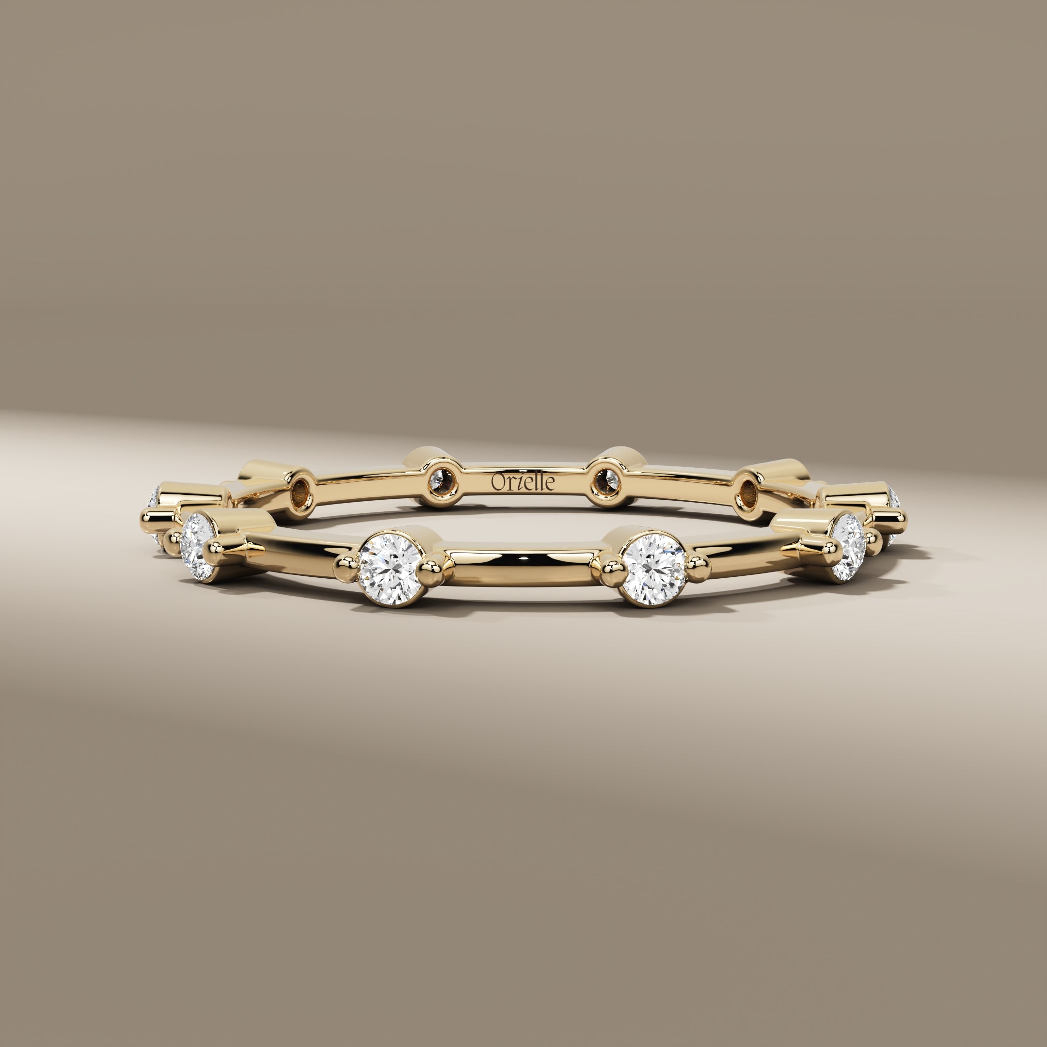 Full Eternity Round Cut Lab Grown Diamond 14K Yellow Gold Stackable Band