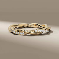 Round Cut Prong Set Twisted Wedding Band