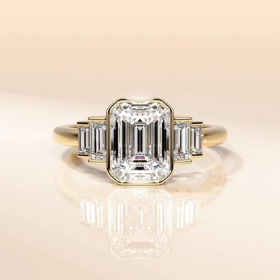 Handmade emerald cut moissanite promise ring
