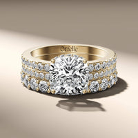 Cushion Cut Diamond Ring With Lab Grown Eternity Band