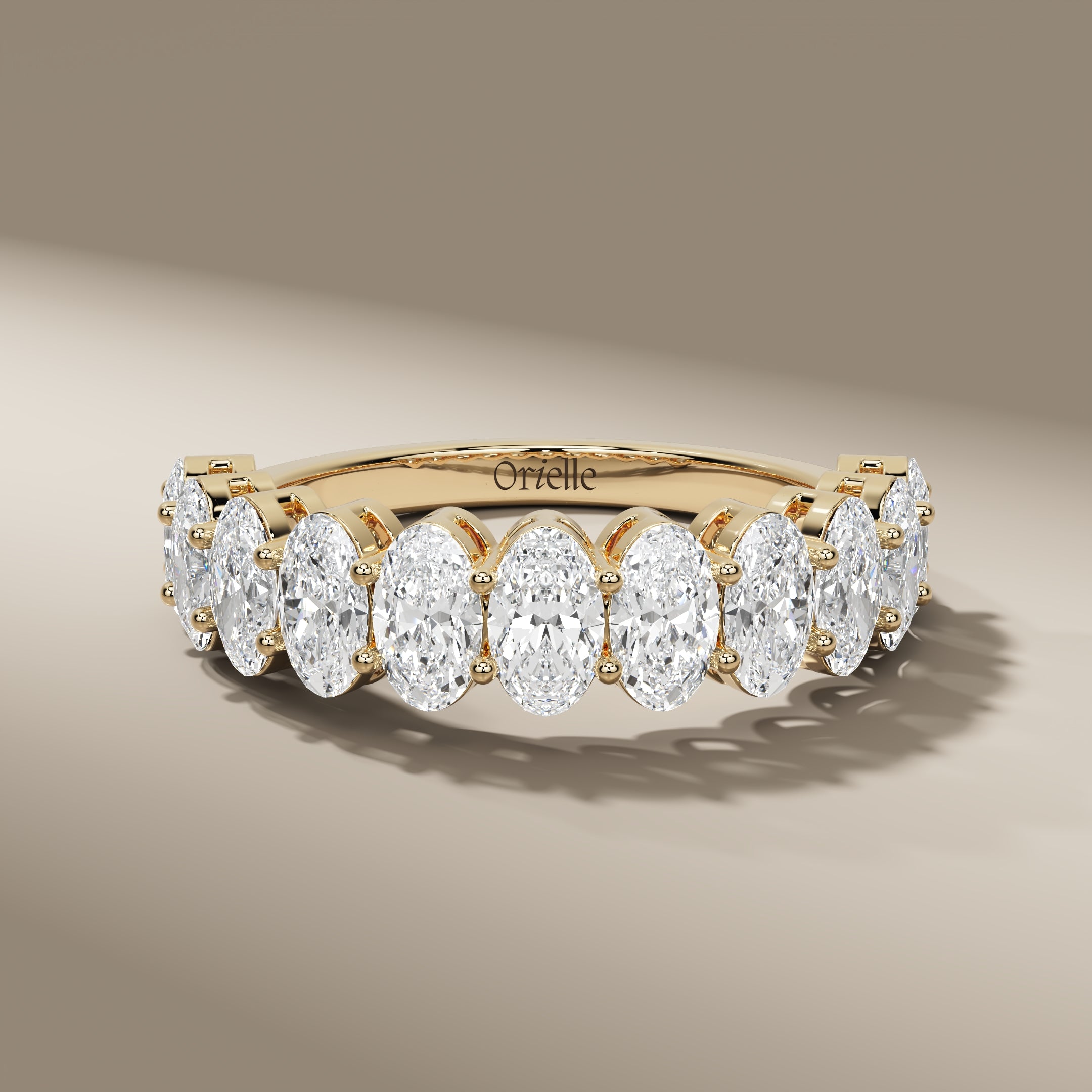 2.31 TCW Oval Cut Lab Grown Diamond Half Eternity Band Ring