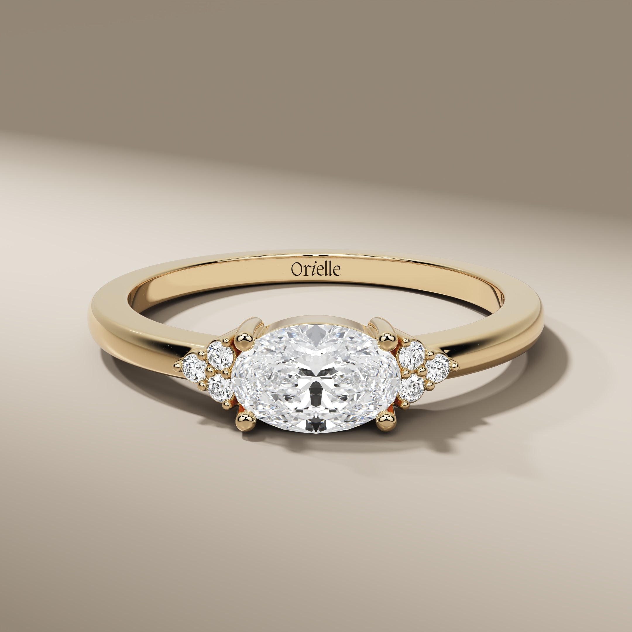 0.36 TCW Oval & Round Brilliant Diamond 14K Yellow Gold Engagement Ring