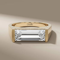 Baguette Cut Signet Diamond Ring With Bar Setting