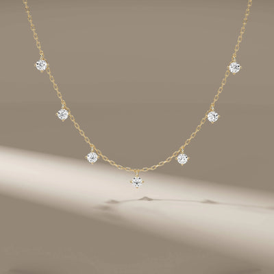 7 diamond pendant in yellow gold with round lab-grown diamonds
