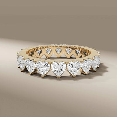 heart wedding band in yellow gold with full eternity design
