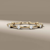 Round Diamond Distance Pave Wedding Band