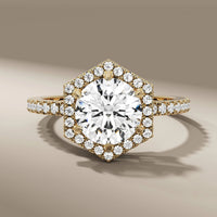 Round Diamond Halo Engagement Ring With Pave Set