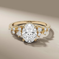 Unique Design Oval Engagement Ring With Side Round Cut