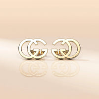 Designer Solid Yellow Gold Double G Earrings