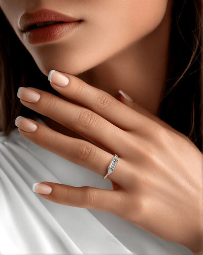 yellow gold trilliant cut diamond ring in elegant handmade design
