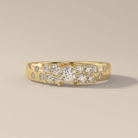 Round Moissanite Side Stone Wedding Band Yellow Gold