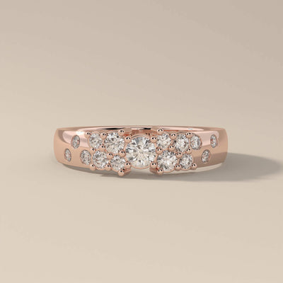 Unique design moissanite promise band with side stones
