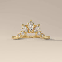 Yellow Gold Tiara Style Marquise And Round Wedding Band
