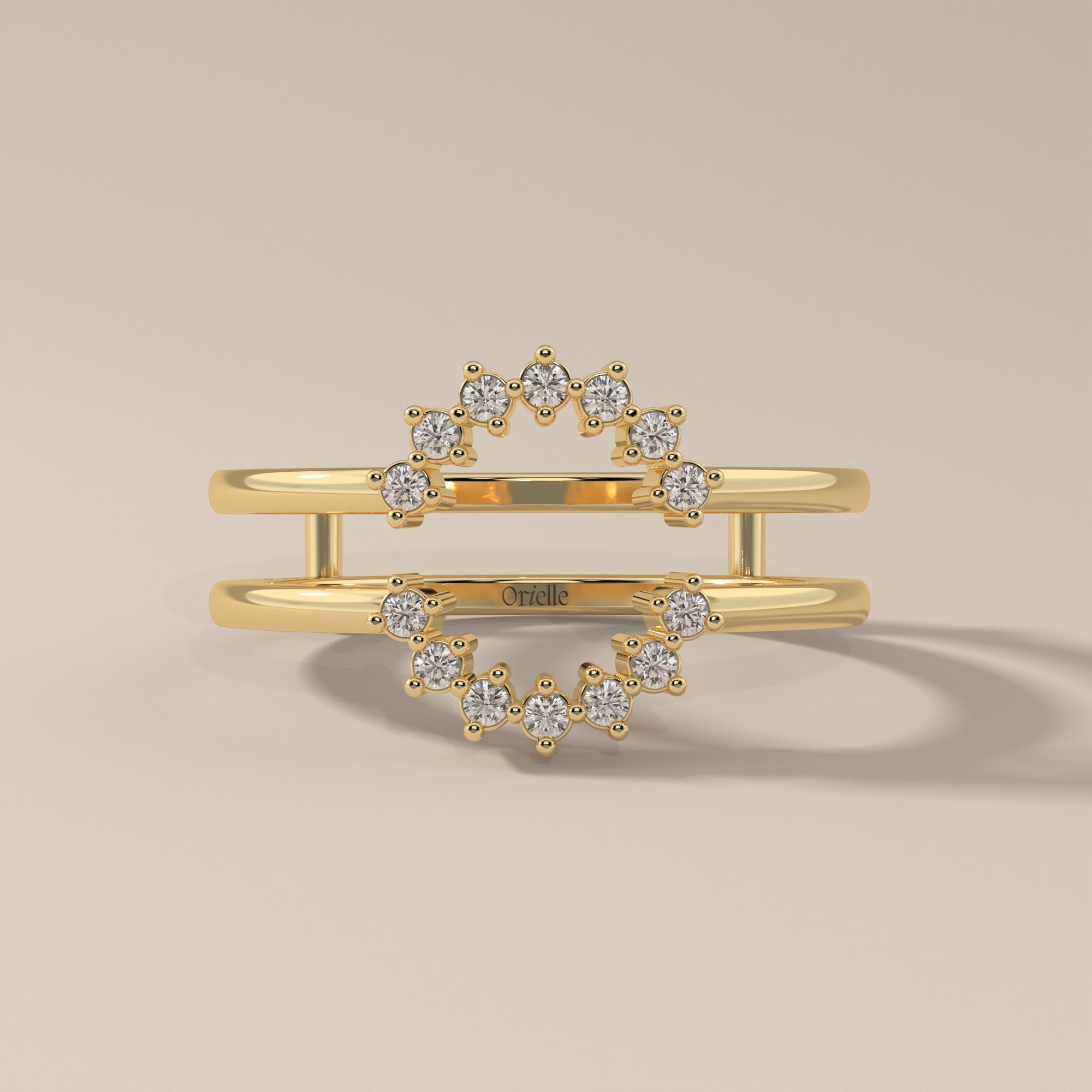 14K Yellow Gold Round Moissanite Pave Tiara Crown Bridal Set Perfect For Bridesmaids