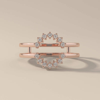 unique yellow gold round moissanite promise band
