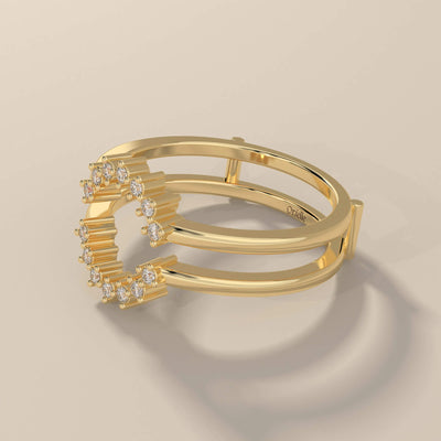 moissanite promise band in yellow gold round design
