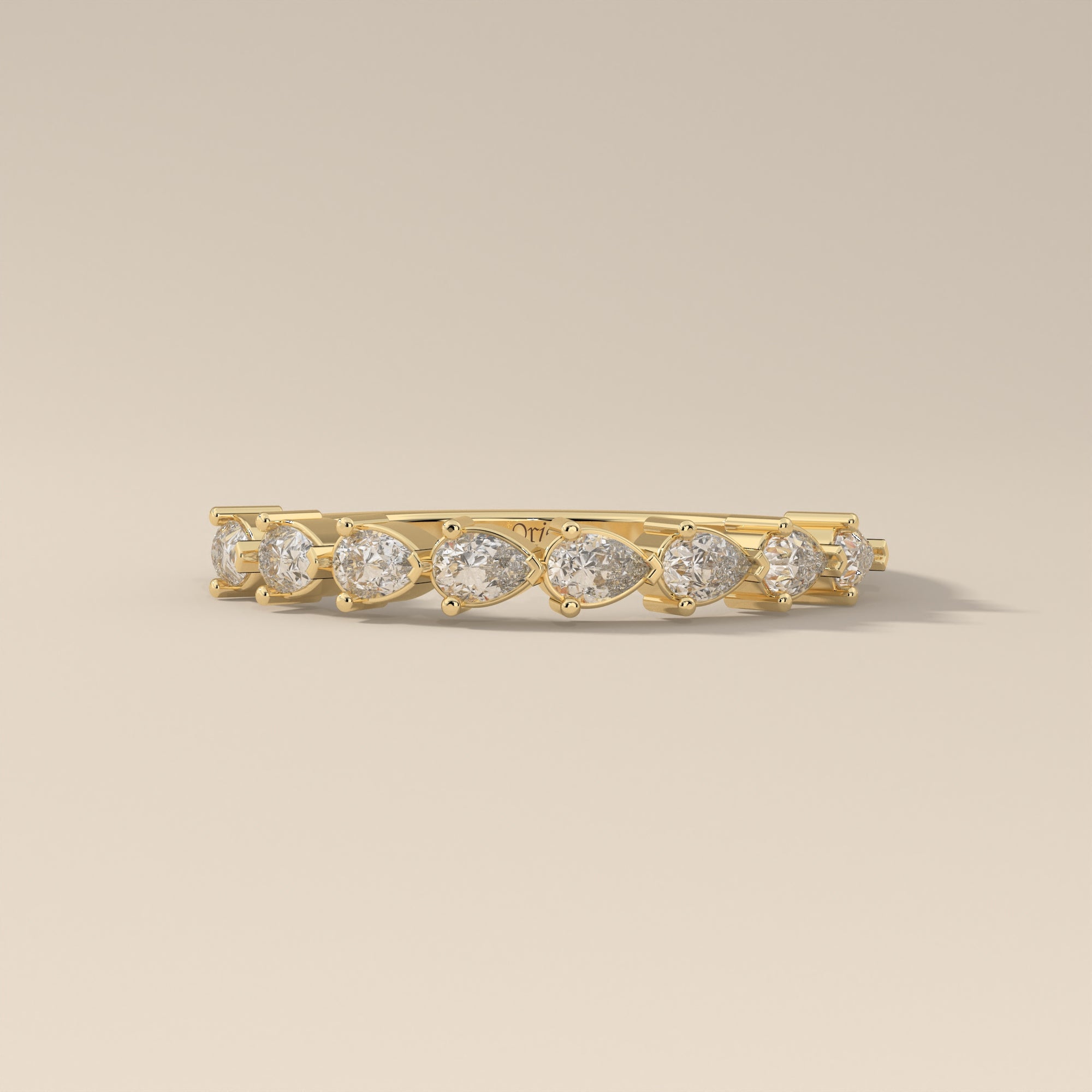 Pear Cut Moissanite Stackable Ring In 14K White Gold Ethical Wedding Band Gift For Her