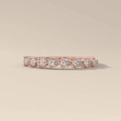 elegant pear half eternity band with moissanite stones
