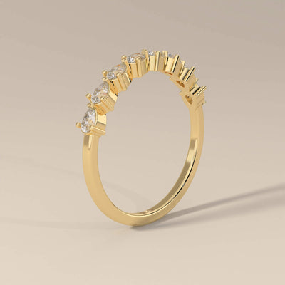 yellow gold pear shared prong wedding band handmade

