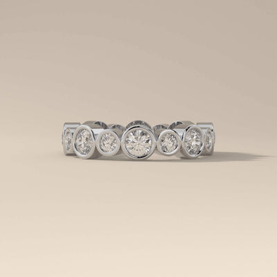 Round Cut Full Eternity Bezel Set Wedding Band