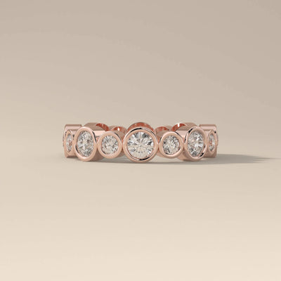 Round Cut Full Eternity Bezel Set Wedding Band