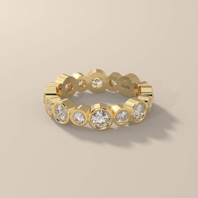 full eternity round moissanite bezel set band
