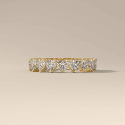 Yellow gold prong setting band crafted as a handmade piece
