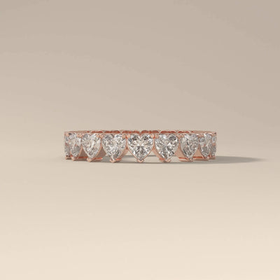 Handmade heart shaped band in yellow gold with moissanite
