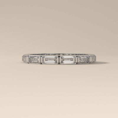Moissanite Baguette Bar Set Eternity Band