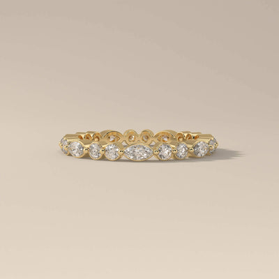 Handmade marquise and round moissanite full eternity promise band
