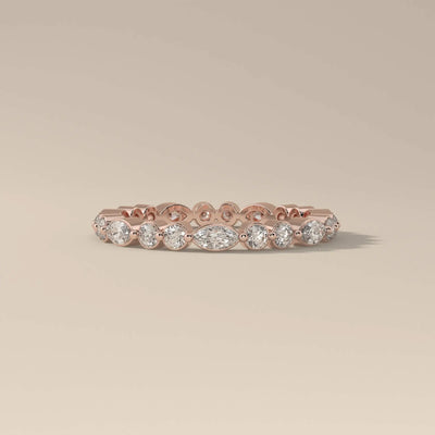 Marquise and Round Cut Wedding Band With Bezel Set