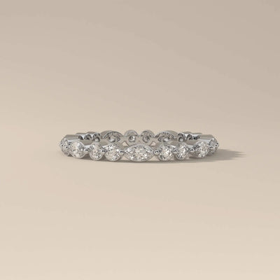 Marquise and Round Cut Wedding Band With Bezel Set