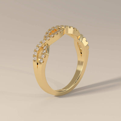 handmade infinity style twisted moissanite wedding band
